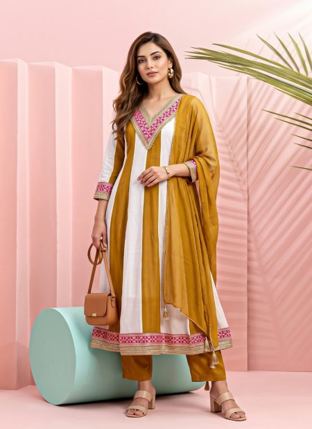 Ff Mul Chanderi With Embroidery Work Kurti With Bottom Dupatta